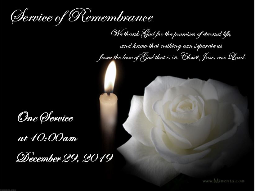 SERVICE OF REMEMBRANCE – ONE SERVICE OF WORSHIP – United Church of ...